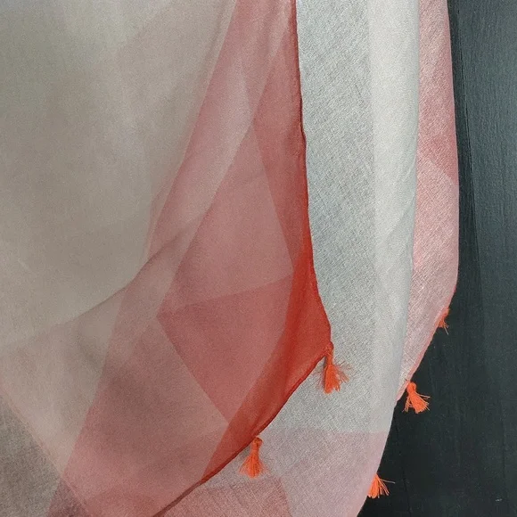 🌇 Mary Kay Large Scarf Shawl Wrap. Orange and Aqua. - Picture 9 of 14